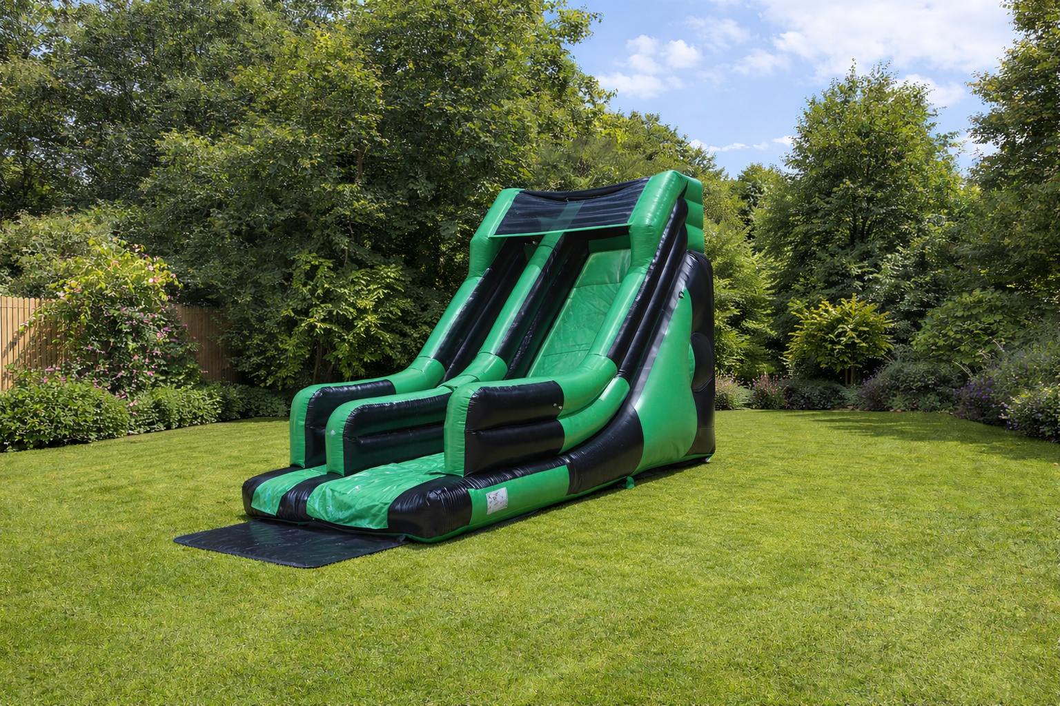 10ft green and black inflatable slide