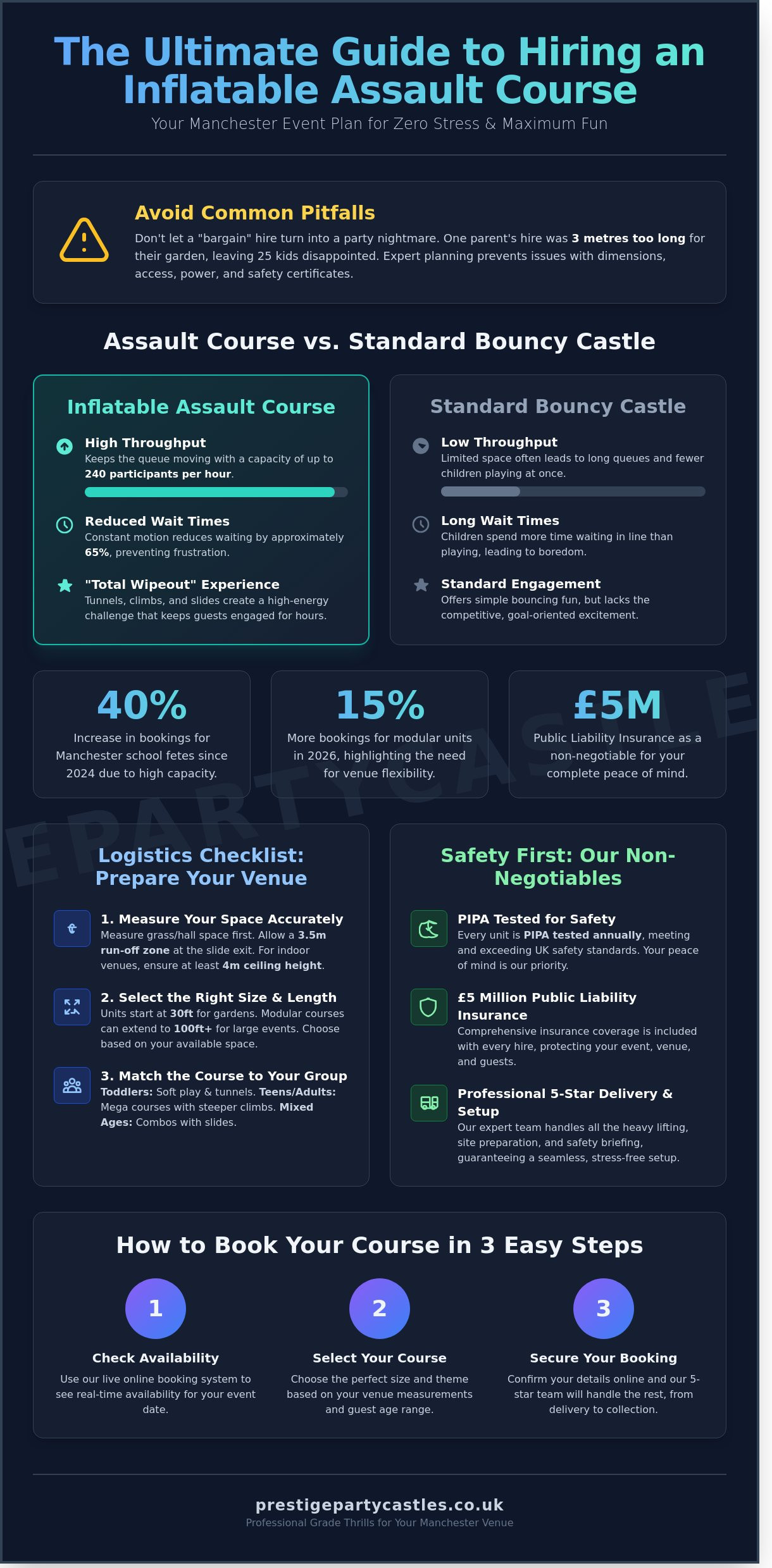 Inflatable Assault Course Hire Manchester: The Ultimate 2026 Guide - Infographic