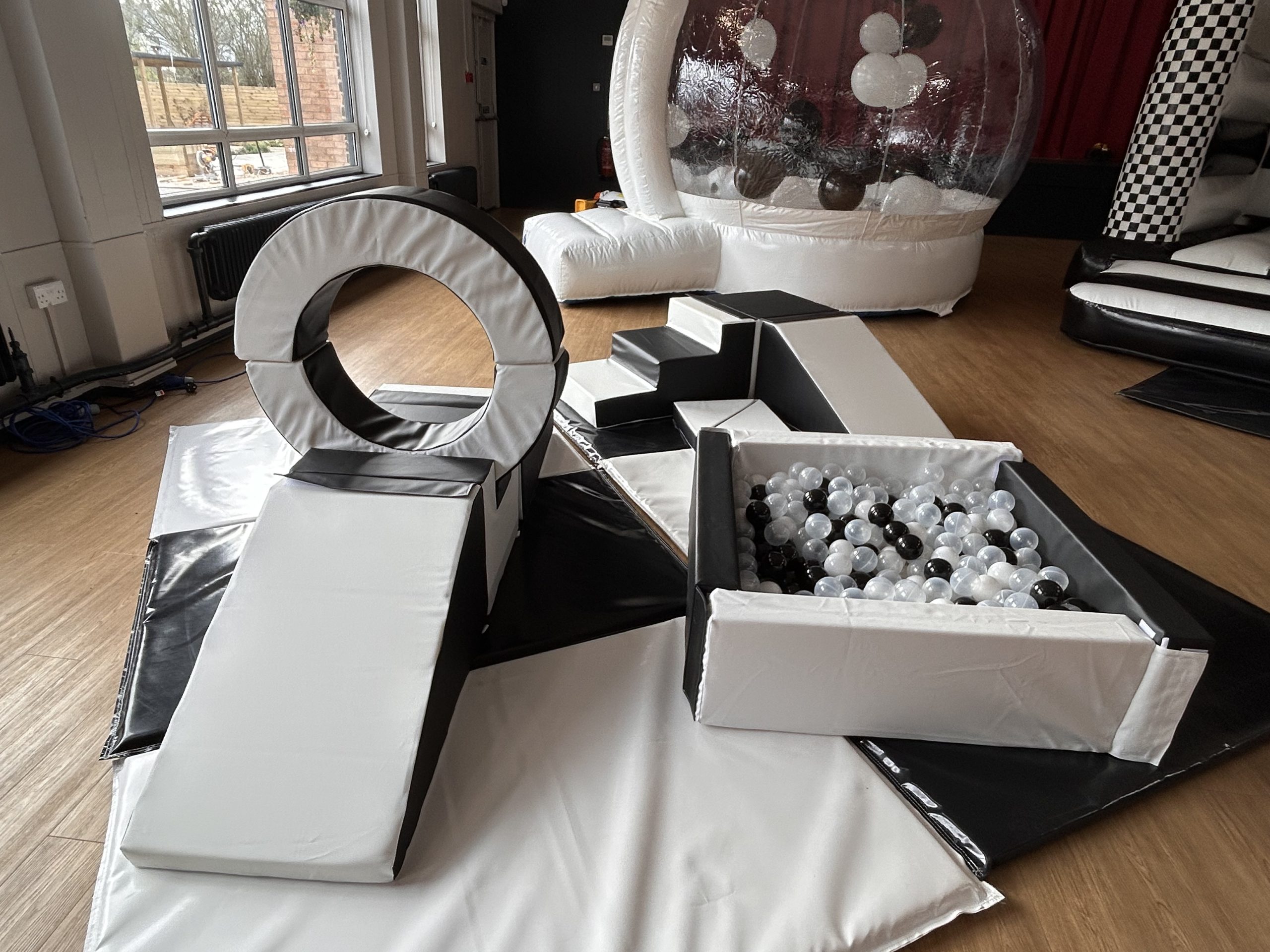 black and white soft play equipment