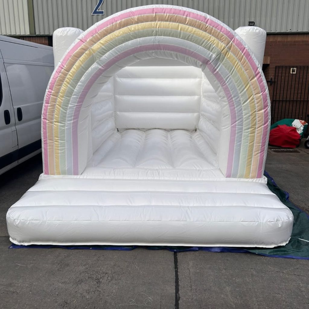 White rainbow bouncy castle